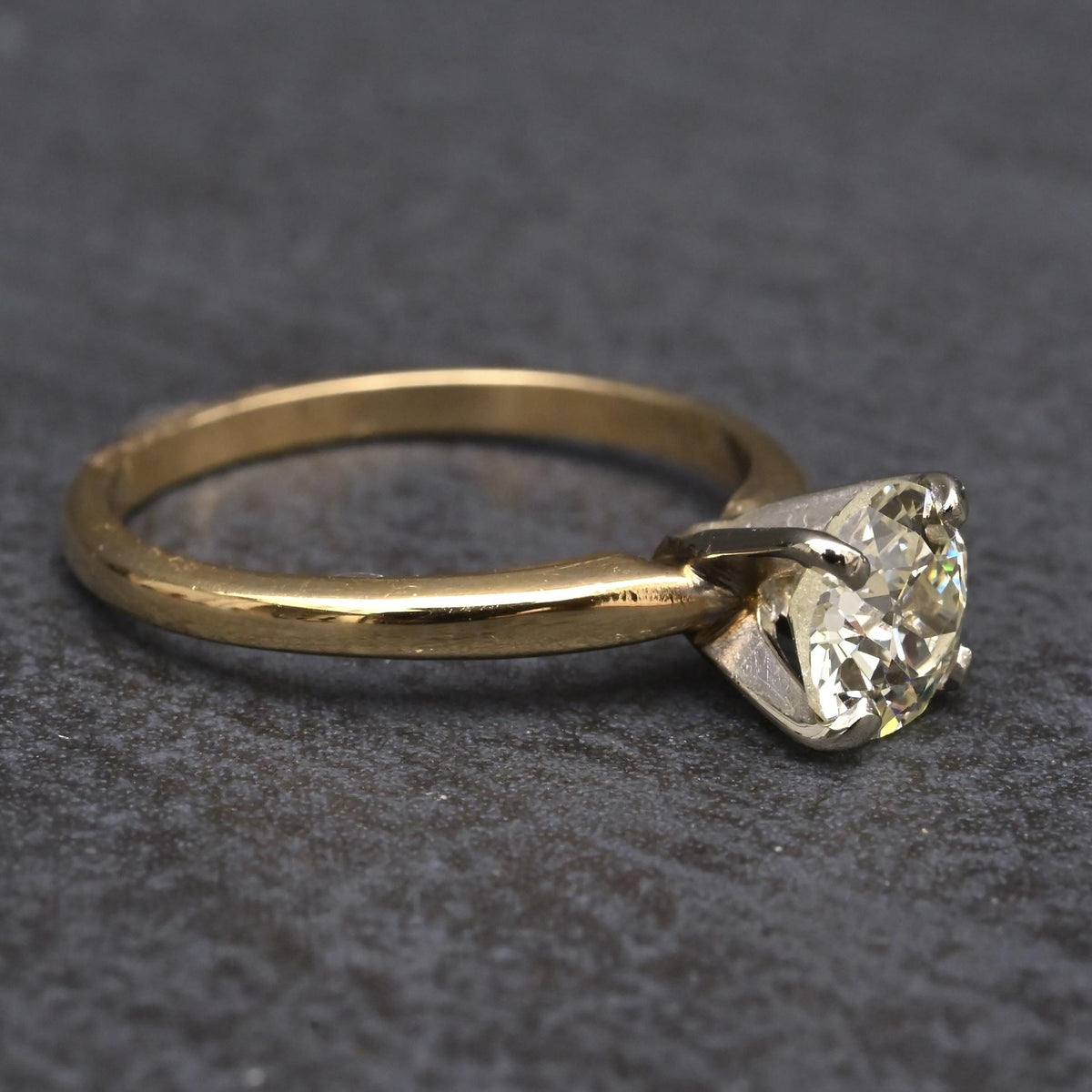 Antique 1.00ct Old European Cut Diamond Engagement Ring 14K Two Tone Gold Size 6