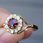 Exceptional 14K Victorian Period Garnet & Diamond Ring Size 8.25