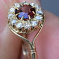 Exceptional 14K Victorian Period Garnet & Diamond Ring Size 8.25
