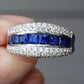 14K White Gold Diamond & Sapphire Ring Signed WH 5.63 Grams 1 Carat Approx