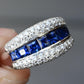 14K White Gold Diamond & Sapphire Ring Signed WH 5.63 Grams 1 Carat Approx