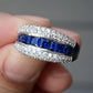 14K White Gold Diamond & Sapphire Ring Signed WH 5.63 Grams 1 Carat Approx