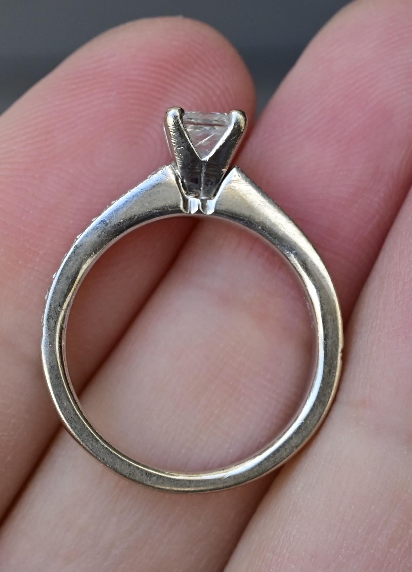 14K White Gold Princess Cut Diamond Ring 1/2 Carat Center Stone – Size 6
