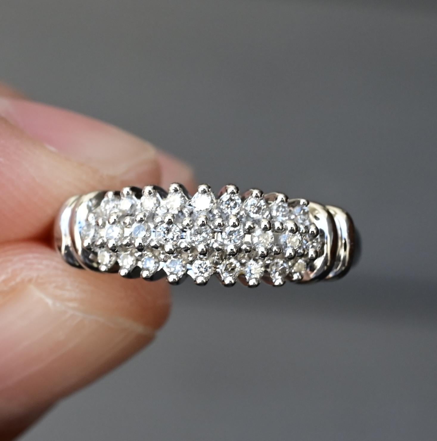 Gorgeous 14K White Gold Diamond Pave Band – Size 4
