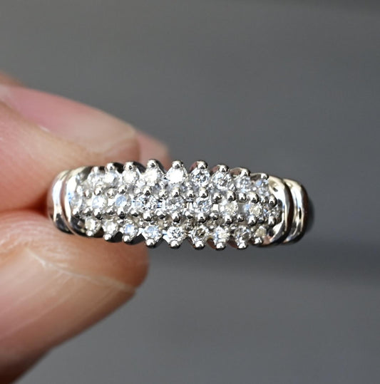 IGI Certified 14K White Gold Diamond Band – 0.25ct, 27 Natural Diamonds Size 4