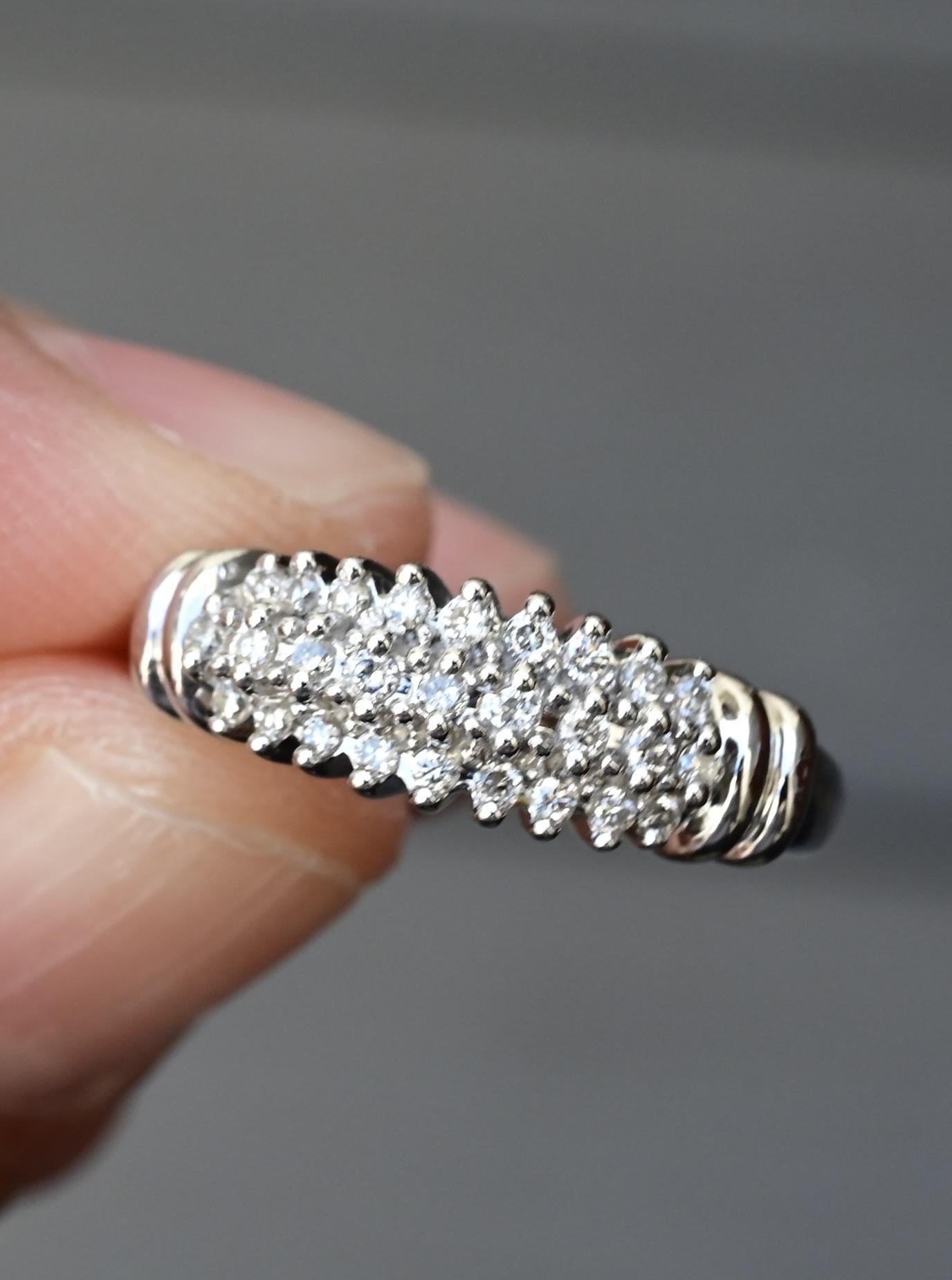 Gorgeous 14K White Gold Diamond Pave Band – Size 4