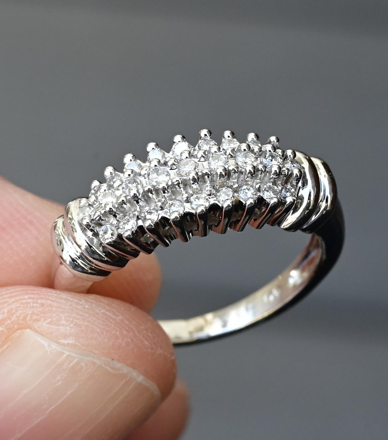 Gorgeous 14K White Gold Diamond Pave Band – Size 4