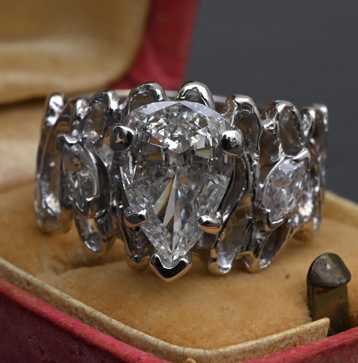 GIA Certified 2.80 CTW Pear & Marquise Diamond Three-Stone Ring in 14K Gold