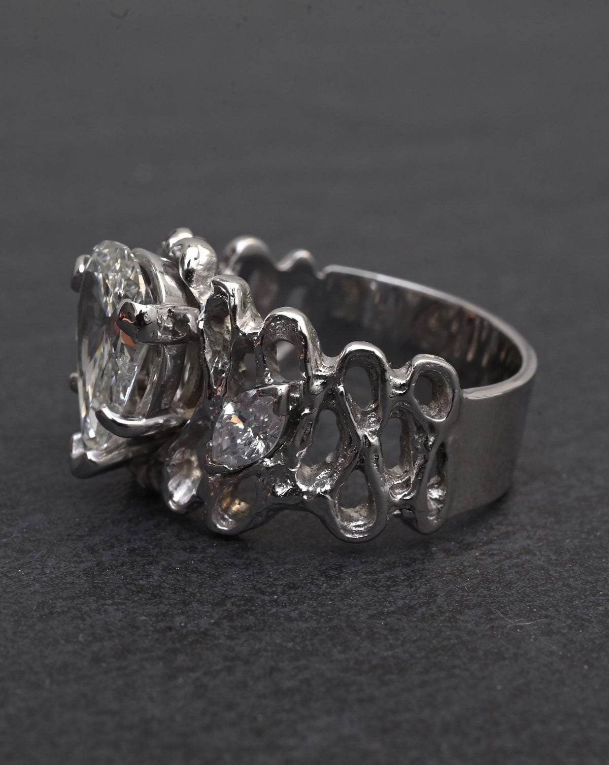 GIA Certified 2.80 CTW Pear & Marquise Diamond Three-Stone Ring in 14K Gold