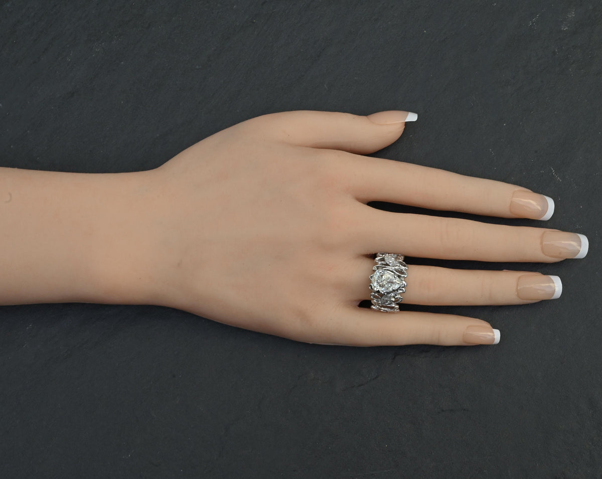 GIA Certified 2.80 CTW Pear & Marquise Diamond Three-Stone Ring in 14K Gold