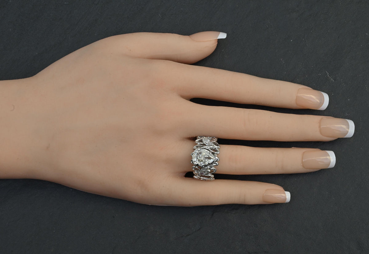 GIA Certified 2.80 CTW Pear & Marquise Diamond Three-Stone Ring in 14K Gold