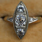Art Deco 0.80ctw Old Mine Cut Diamond Navette Ring 14K Gold IGI Certified Size 6