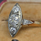 Art Deco 0.80ctw Old Mine Cut Diamond Navette Ring 14K Gold IGI Certified Size 6
