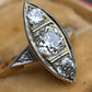 Art Deco 0.80ctw Old Mine Cut Diamond Navette Ring 14K Gold IGI Certified Size 6