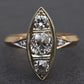 Art Deco 0.80ctw Old Mine Cut Diamond Navette Ring 14K Gold IGI Certified Size 6