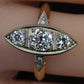 Art Deco 0.80ctw Old Mine Cut Diamond Navette Ring 14K Gold IGI Certified Size 6