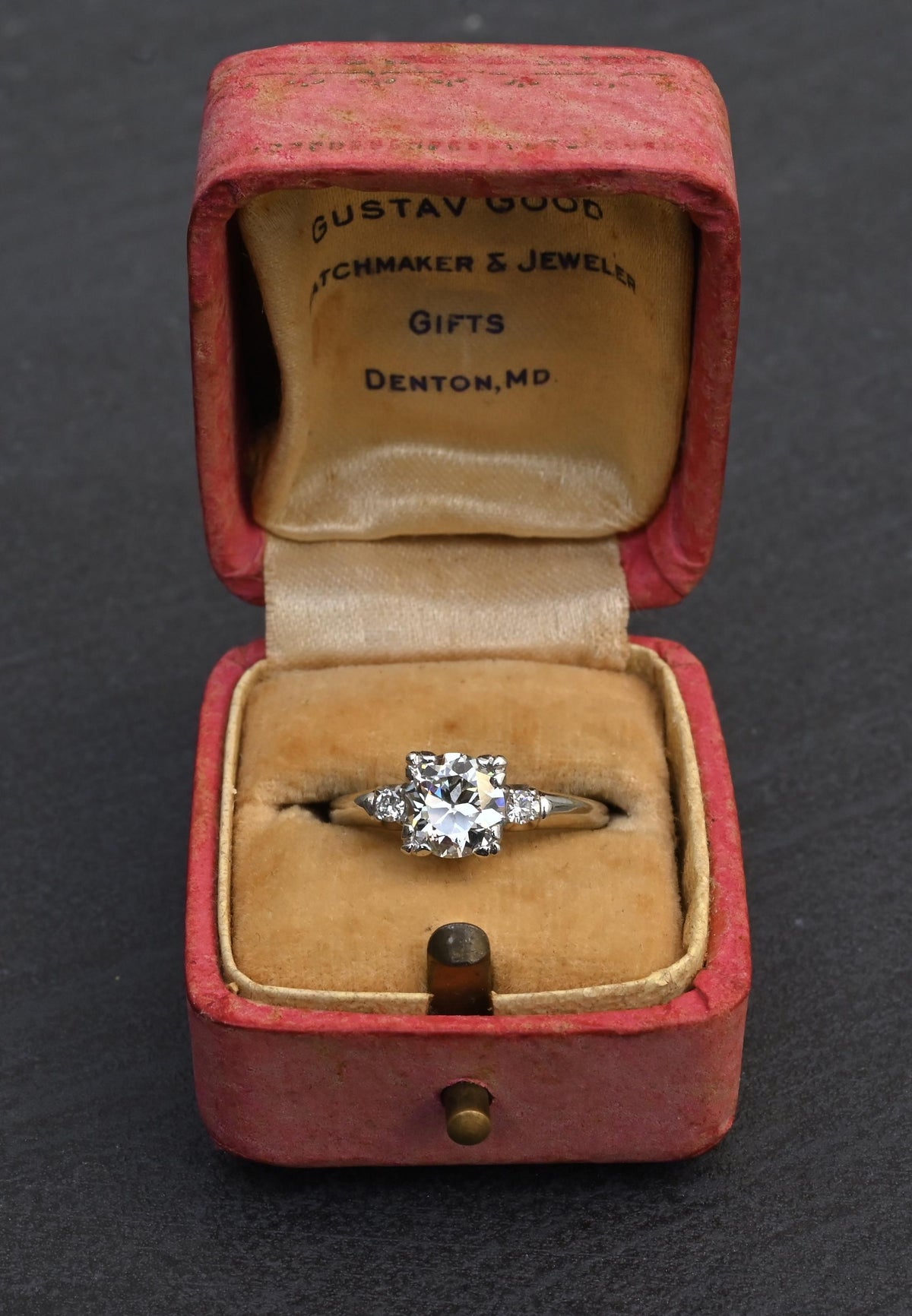 Mid-Century Platinum 1.05 Carat Diamond Three-Stone Engagement Ring – IGI Cert.