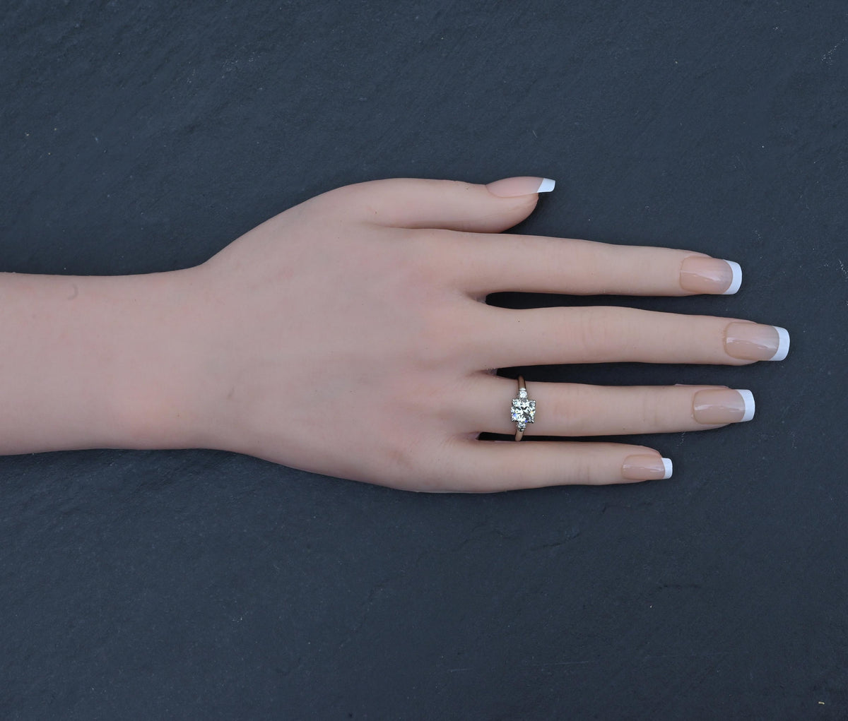 Mid-Century Platinum 1.05 Carat Diamond Three-Stone Engagement Ring – IGI Cert.