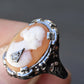 Antique 14K White Gold Habille Diamond Lady Cameo Ornate Filigree Ring 7.25