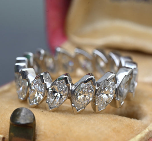3.00 TCW Marquise Diamond Eternity Band Platinum IGI Certified Ring Size 5.5