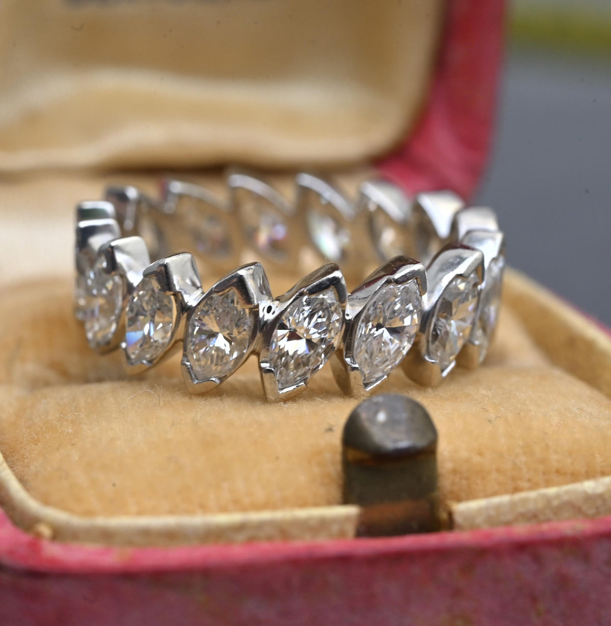 3.00 TCW Marquise Diamond Eternity Band Platinum IGI Certified Ring Size 5.5