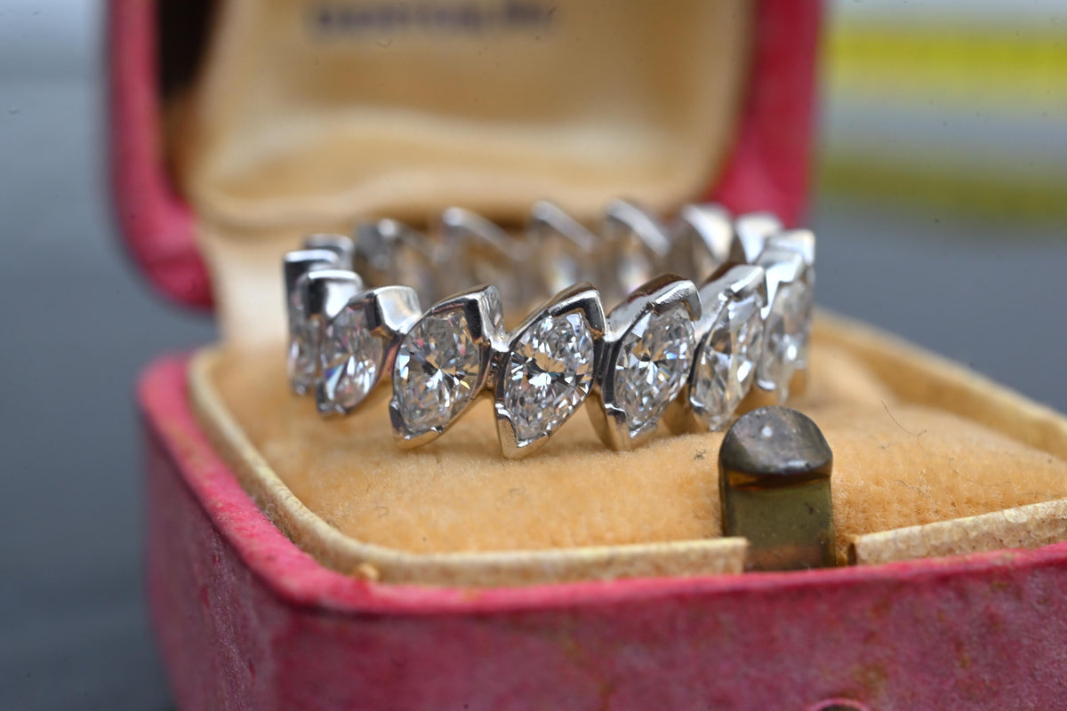 3.00 TCW Marquise Diamond Eternity Band Platinum IGI Certified Ring Size 5.5