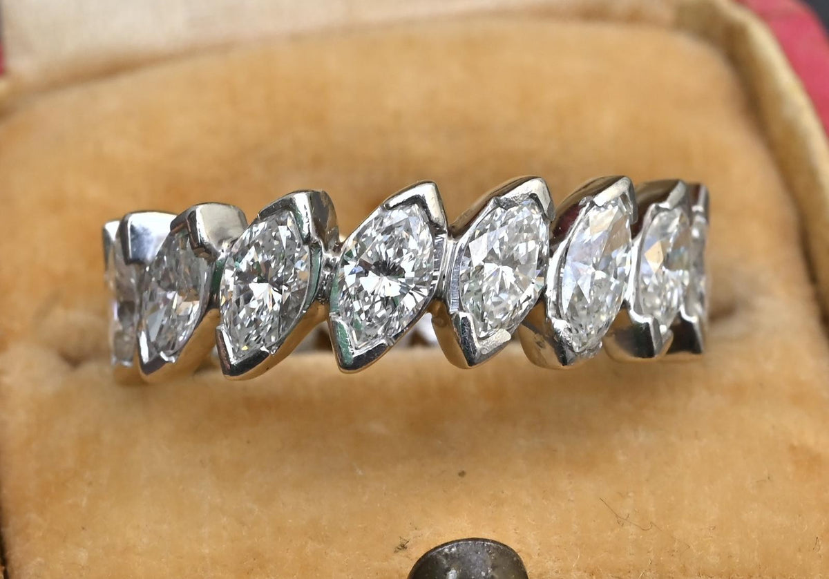 3.00 TCW Marquise Diamond Eternity Band Platinum IGI Certified Ring Size 5.5