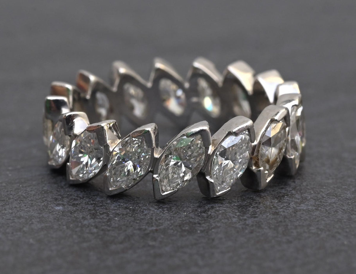 3.00 TCW Marquise Diamond Eternity Band Platinum IGI Certified Ring Size 5.5