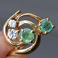 14K Yellow Gold Emerald & Diamond Swirl Ring – Size 7.25
