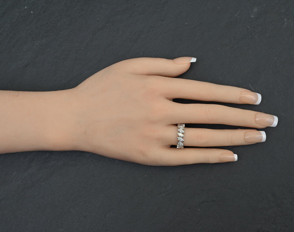 3.00 TCW Marquise Diamond Eternity Band Platinum IGI Certified Ring Size 5.5