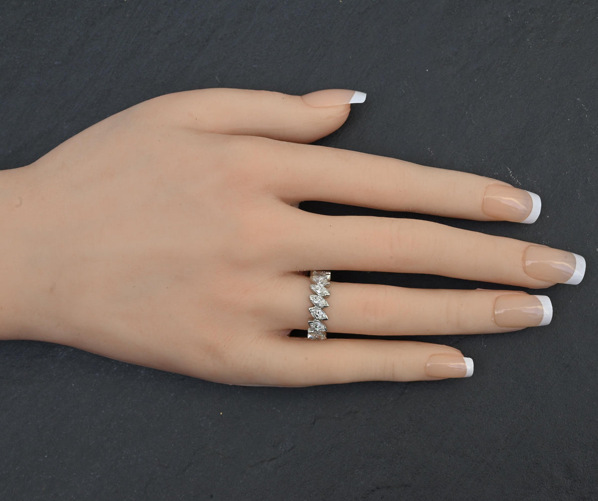 3.00 TCW Marquise Diamond Eternity Band Platinum IGI Certified Ring Size 5.5