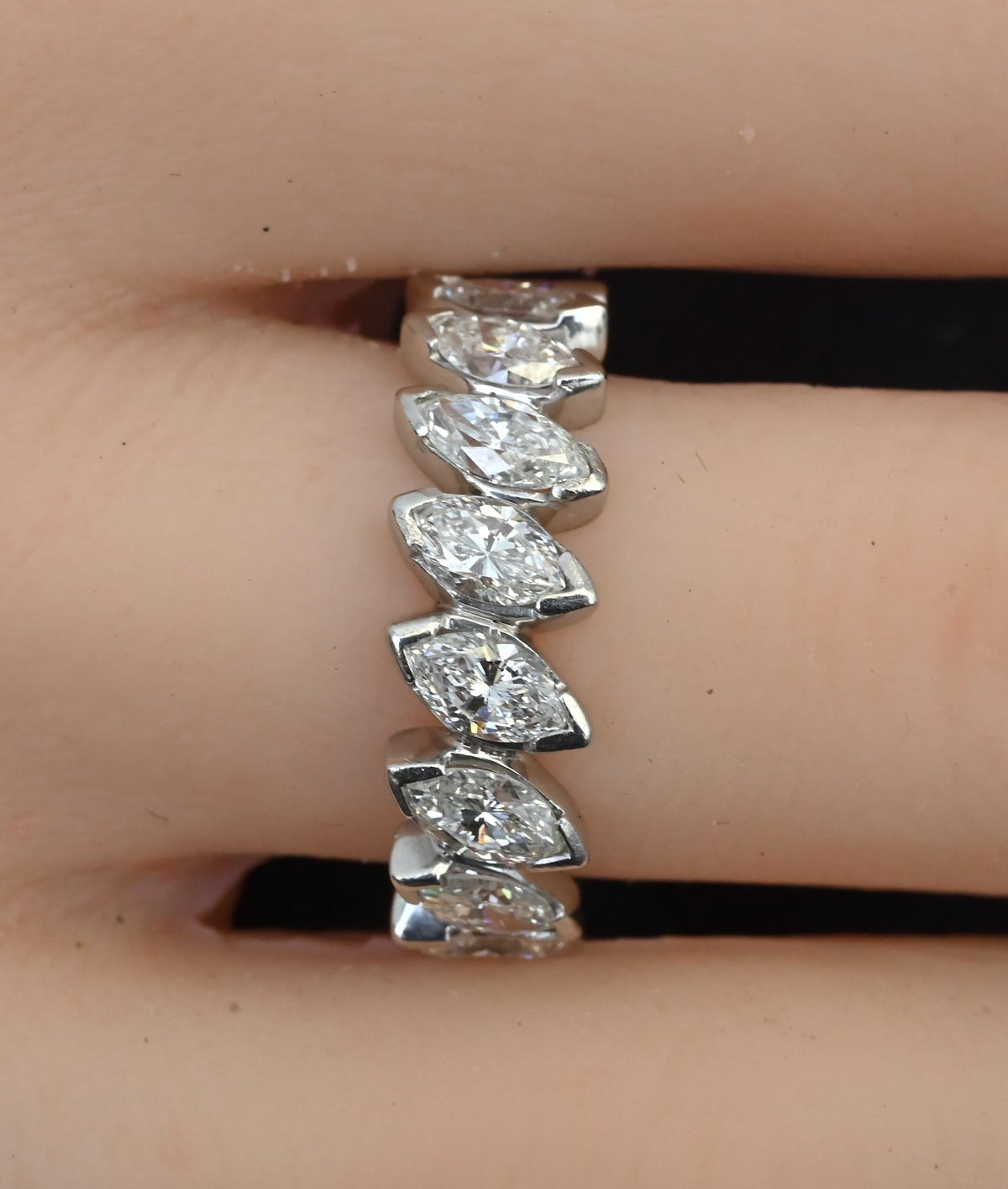 3.00 TCW Marquise Diamond Eternity Band Platinum IGI Certified Ring Size 5.5