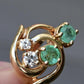 14K Yellow Gold Emerald & Diamond Swirl Ring – Size 7.25