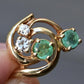 14K Yellow Gold Emerald & Diamond Swirl Ring – Size 7.25