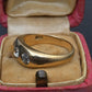 Authentic Art Deco Old European Cut Diamond Gypsy Ring in 14K Gold IGI Certified