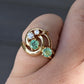 14K Yellow Gold Emerald & Diamond Swirl Ring – Size 7.25