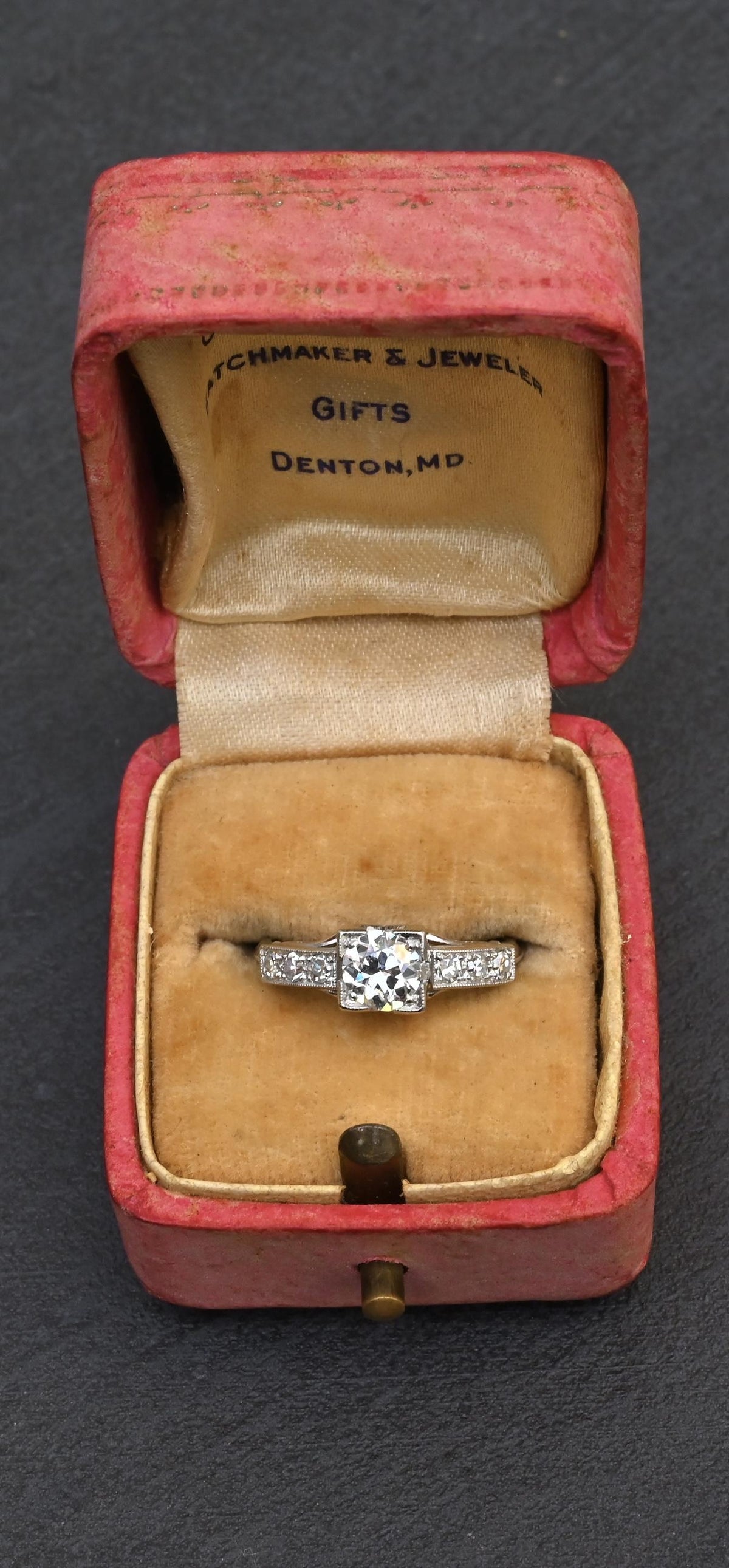 Antique Art Deco 0.65ctw Platinum Old European Cut Diamond Ring IGI Cert Size 5