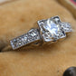 Antique Art Deco 0.65ctw Platinum Old European Cut Diamond Ring IGI Cert Size 5