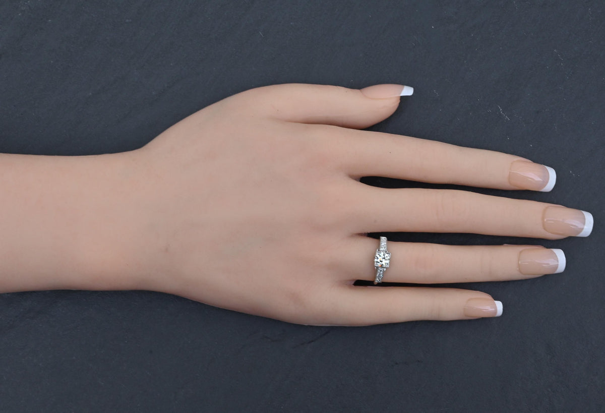 Antique Art Deco 0.65ctw Platinum Old European Cut Diamond Ring IGI Cert Size 5