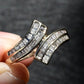 14K Yellow Gold Diamond Curved Band Ring – Size 7