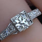 Antique Art Deco 0.65ctw Platinum Old European Cut Diamond Ring IGI Cert Size 5
