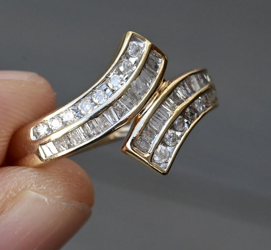 IGI Certified 10K Yellow Gold Diamond Bypass Ring – 0.65ct, Size 7