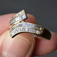 14K Yellow Gold Diamond Curved Band Ring – Size 7