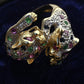 14K Gold Panther Ring & Bracelet Set Ruby Sapphire Emerald Diamond IGI Certified