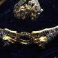14K Gold Panther Ring & Bracelet Set Ruby Sapphire Emerald Diamond IGI Certified