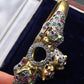 14K Gold Panther Ring & Bracelet Set Ruby Sapphire Emerald Diamond IGI Certified