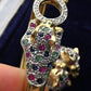 14K Gold Panther Ring & Bracelet Set Ruby Sapphire Emerald Diamond IGI Certified