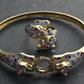 14K Gold Panther Ring & Bracelet Set Ruby Sapphire Emerald Diamond IGI Certified