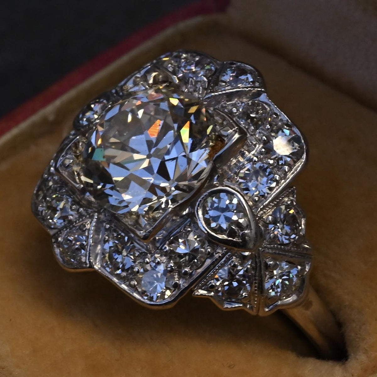 IGI Certified 3.10 ctw Art Deco Antique Diamond Engagement Ring Platinum