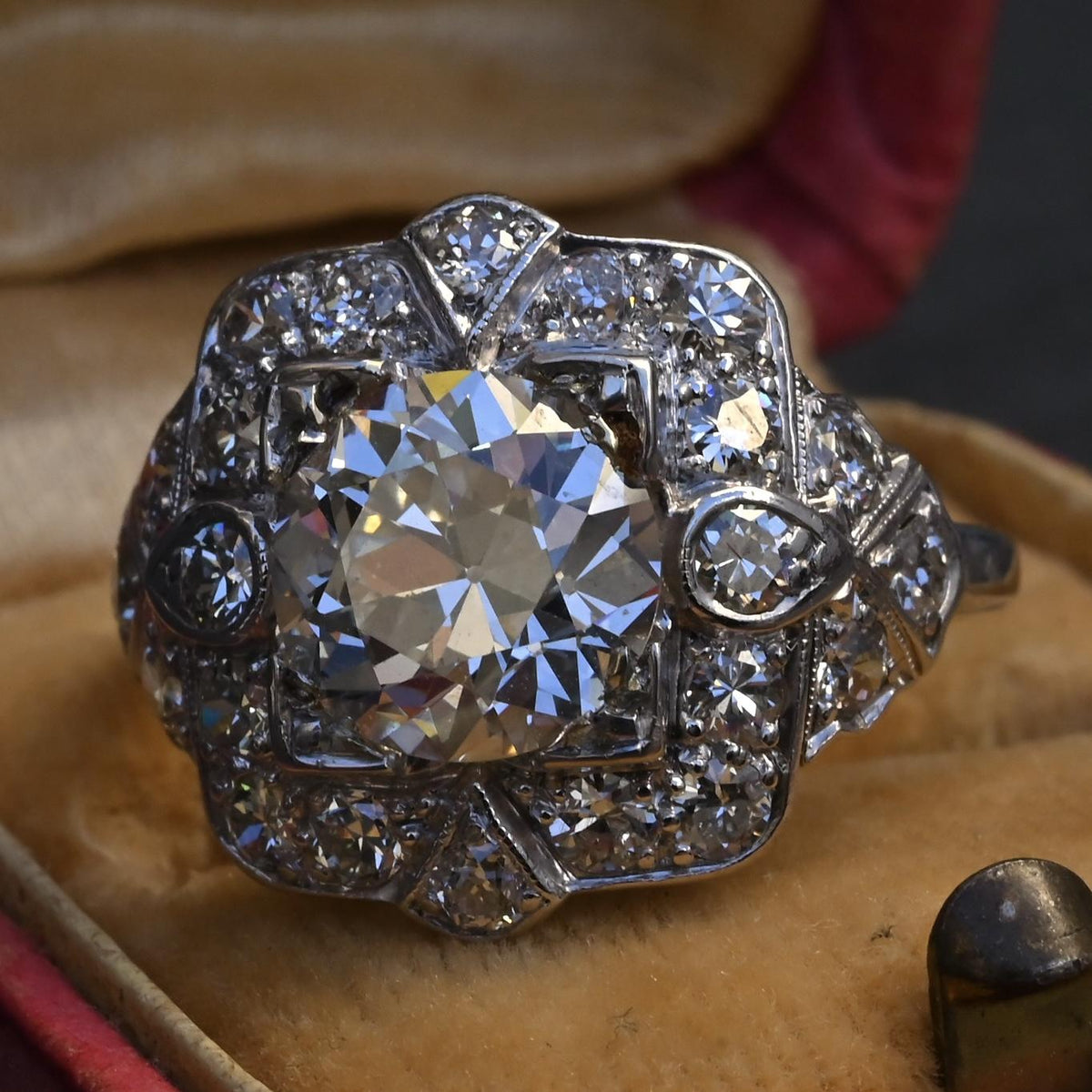 IGI Certified 3.10 ctw Art Deco Antique Diamond Engagement Ring Platinum